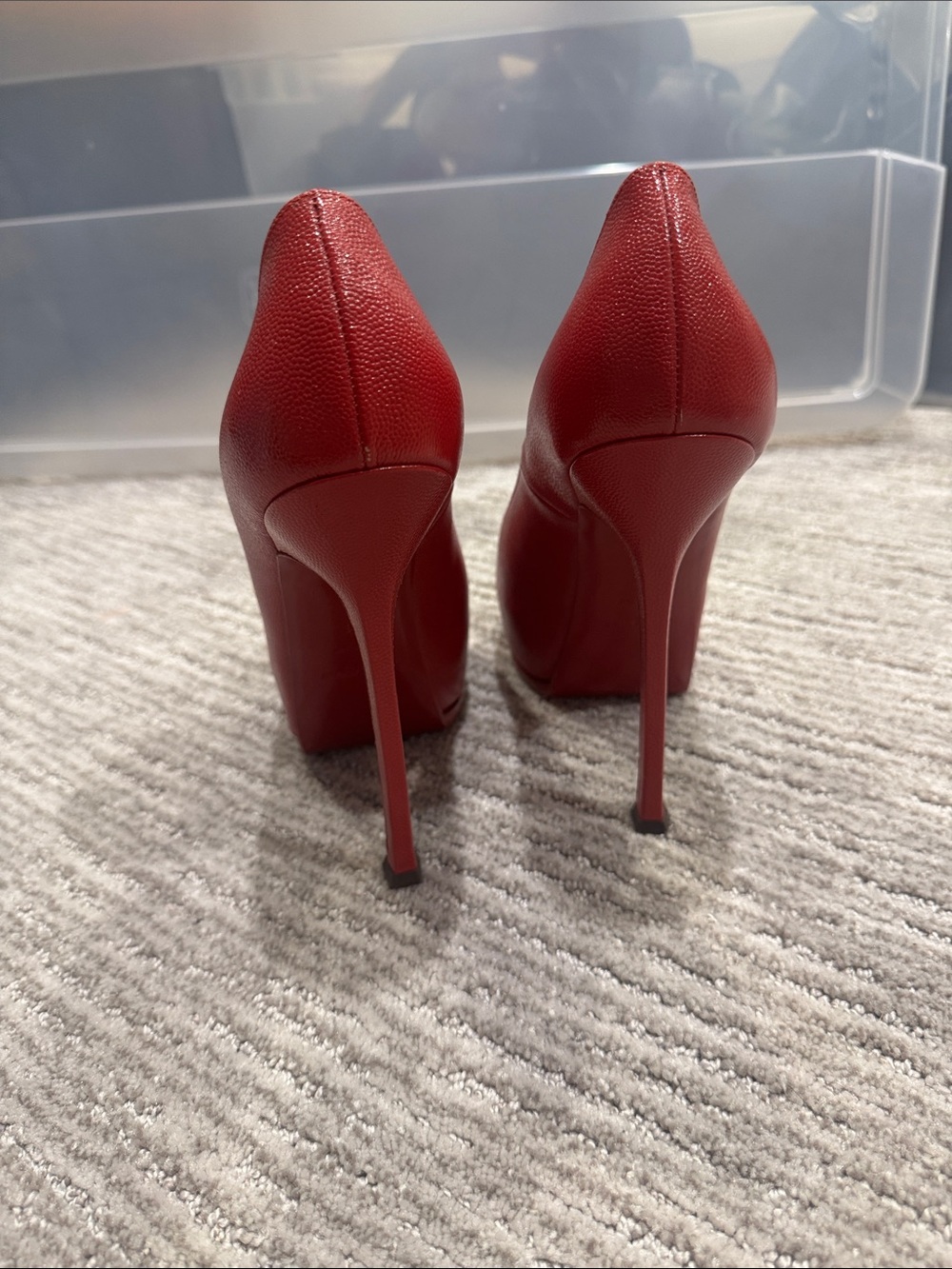 Yves Saint Laurent YSL Tribtoo Red Leather Platform Pumps Size 41 - Picture 4 of 9